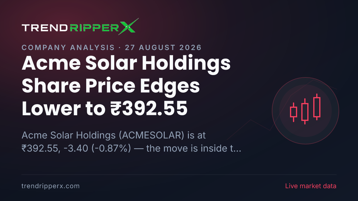 Acme Solar Holdings Share Price Edges Lower to ₹392.55 — Here Is What Is Driving ACMESOLAR Today