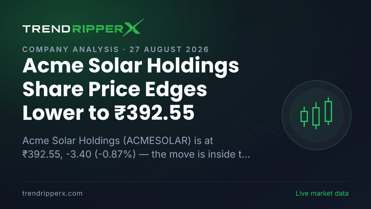 Acme Solar Holdings Share Price Edges Lower to ₹392.55 — Here Is What Is Driving ACMESOLAR Today