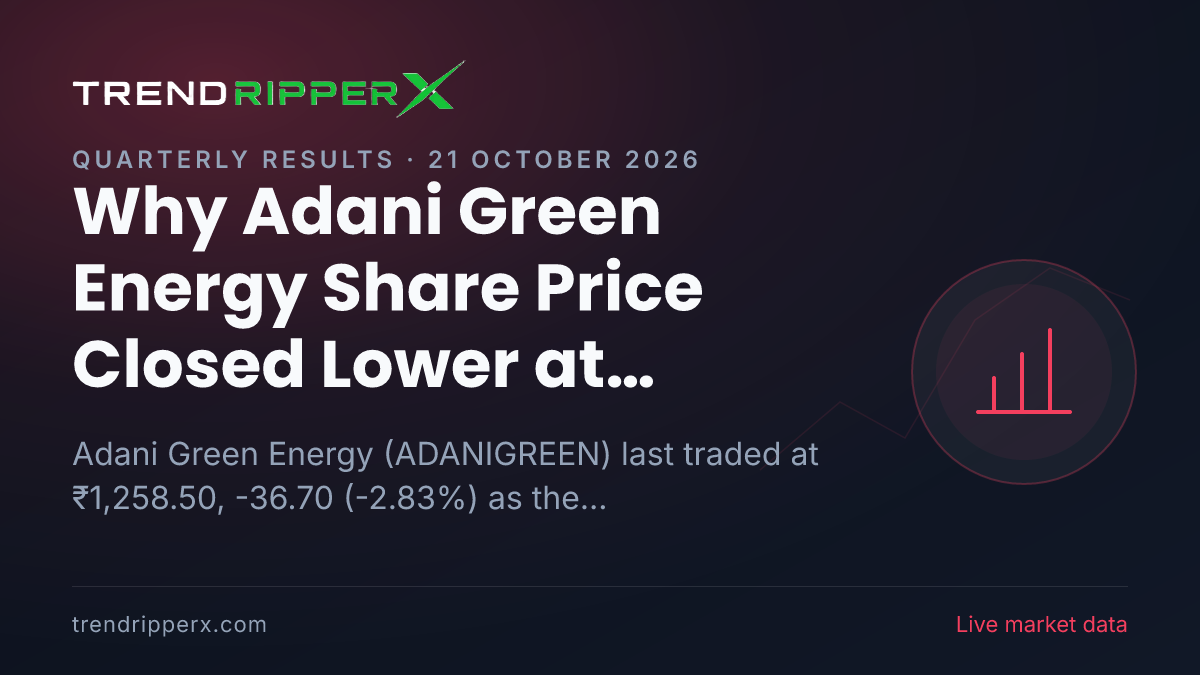 Why Adani Green Energy Share Price Closed Lower at ₹1,258.50 After Today's Close: the Quarterly Results Trigger, Explained