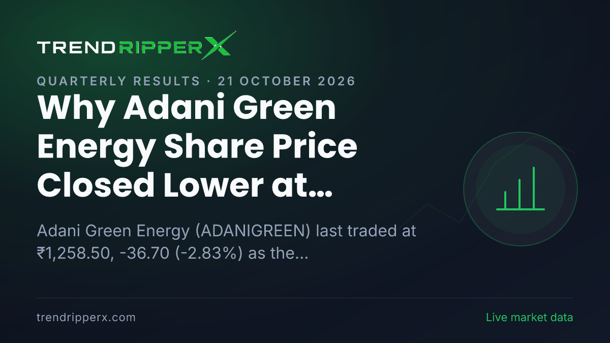 Why Adani Green Energy Share Price Closed Lower at ₹1,258.50 After Today's Close: the Quarterly Results Trigger, Explained