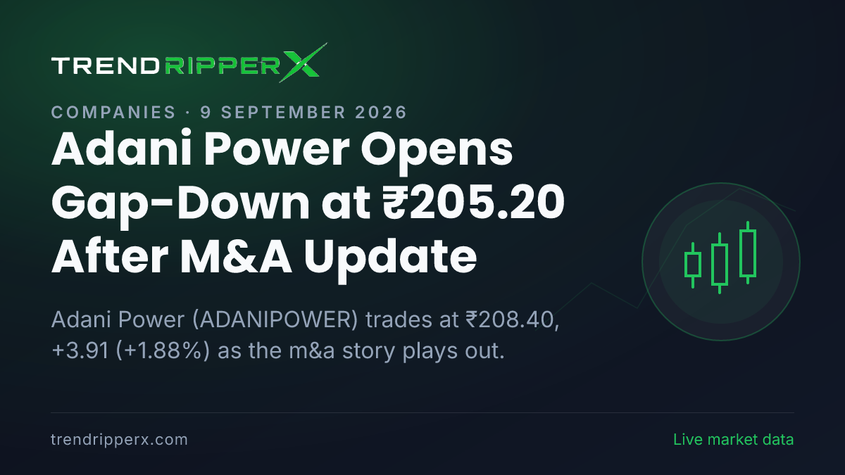 Adani Power Opens Gap-Down at ₹205.20 After M&A Update — Levels, Volumes and the Follow-Up to Track