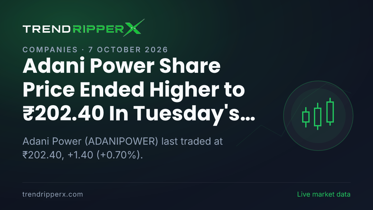 Adani Power Share Price Ended Higher to ₹202.40 In Tuesday's Session — Volumes, 52-Week Range and What to Watch Next