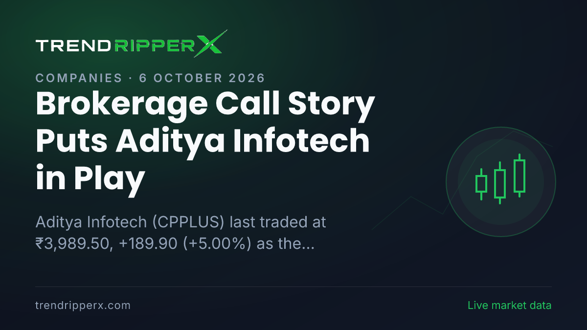 Brokerage Call Story Puts Aditya Infotech in Play: Share Price Jumped 5.00% to ₹3,989.50, and Here Is the Arithmetic