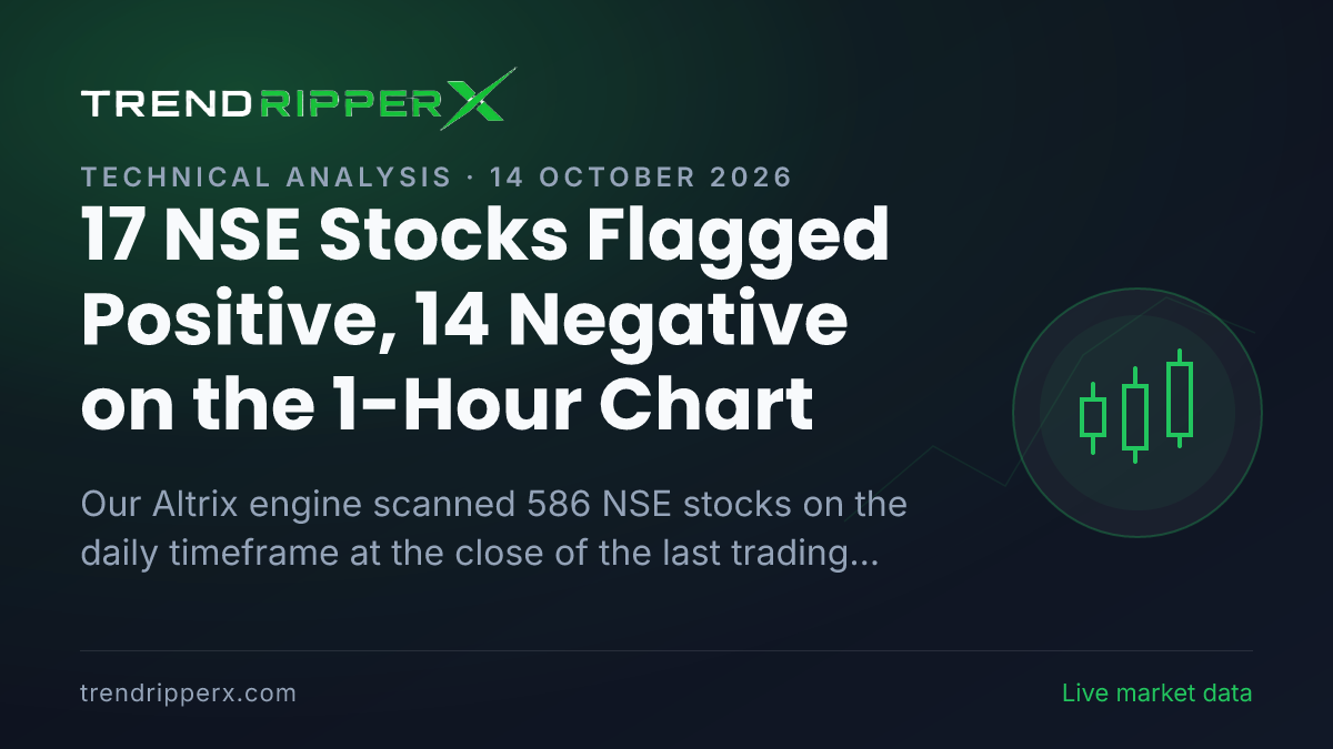 Altrix Scan (14 October 2026): 17 NSE Stocks Flagged Positive, 14 Negative on the 1-Hour Chart