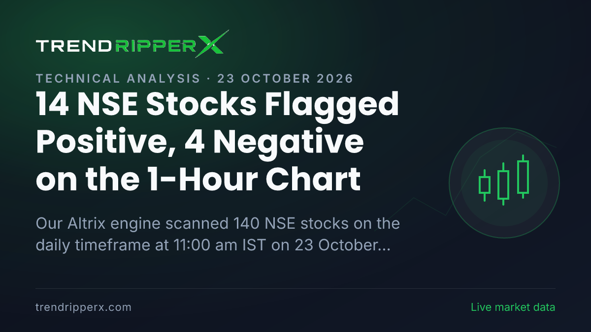 Altrix Scan (23 October 2026): 14 NSE Stocks Flagged Positive, 4 Negative on the 1-Hour Chart