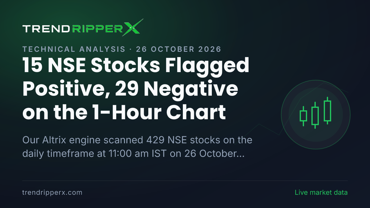 Altrix Scan (26 October 2026): 15 NSE Stocks Flagged Positive, 29 Negative on the 1-Hour Chart