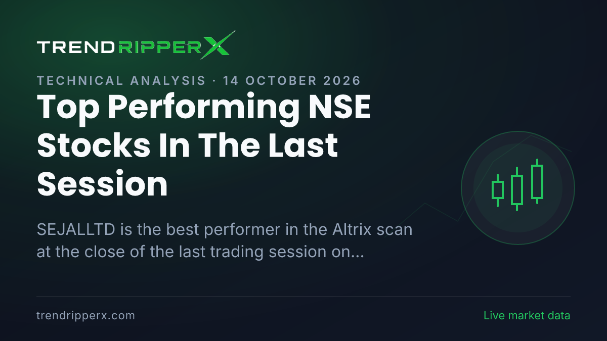 Top Performing NSE Stocks In The Last Session (14 October 2026): SEJALLTD Leads, 2 Of The Top 15 Also Read Altrix Positive
