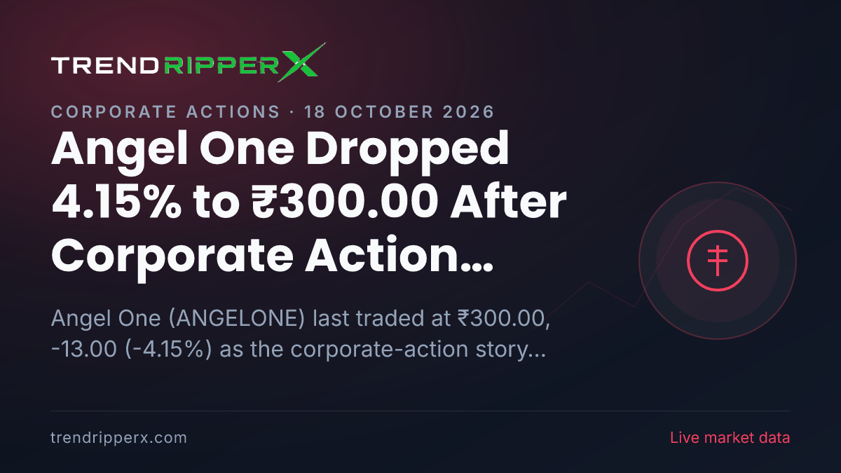 Angel One Dropped 4.15% to ₹300.00 After Corporate Action Update — Levels, Volumes and the Follow-Up to Track