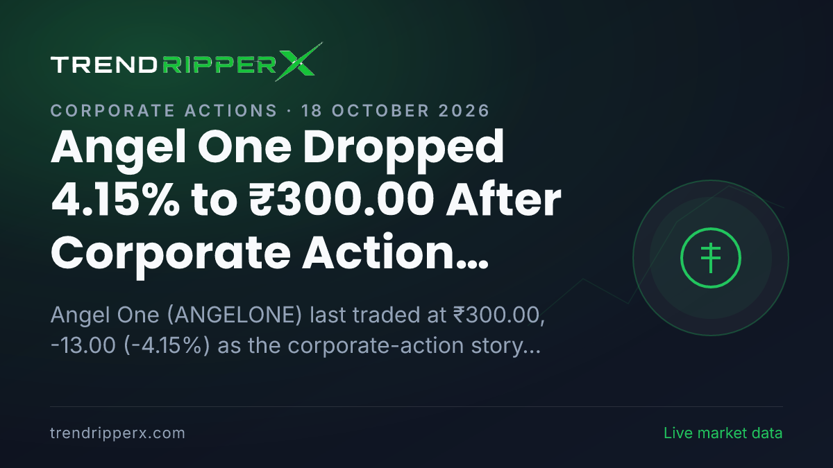 Angel One Dropped 4.15% to ₹300.00 After Corporate Action Update — Levels, Volumes and the Follow-Up to Track