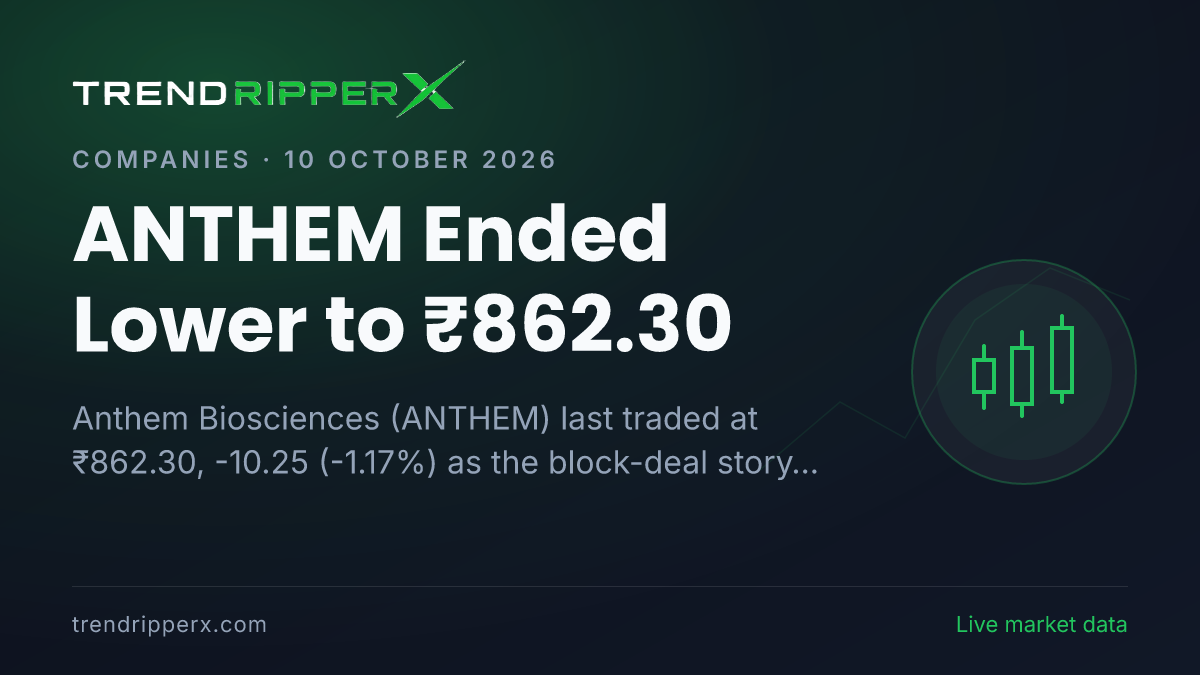 ANTHEM Ended Lower to ₹862.30: Inside the Block Deal Story Moving Anthem Biosciences Shares