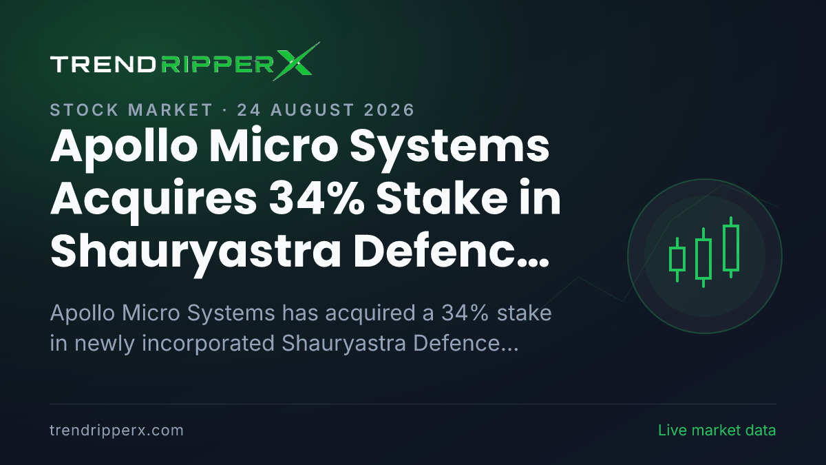 Apollo Micro Systems Acquires 34% Stake in Shauryastra Defence Systems to Expand Defence Technology Capabilities