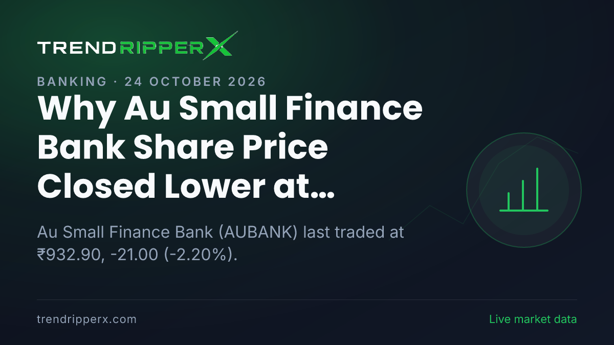 Why Au Small Finance Bank Share Price Closed Lower at ₹932.90 In Friday's Session: the Quarterly Results Trigger, Explained