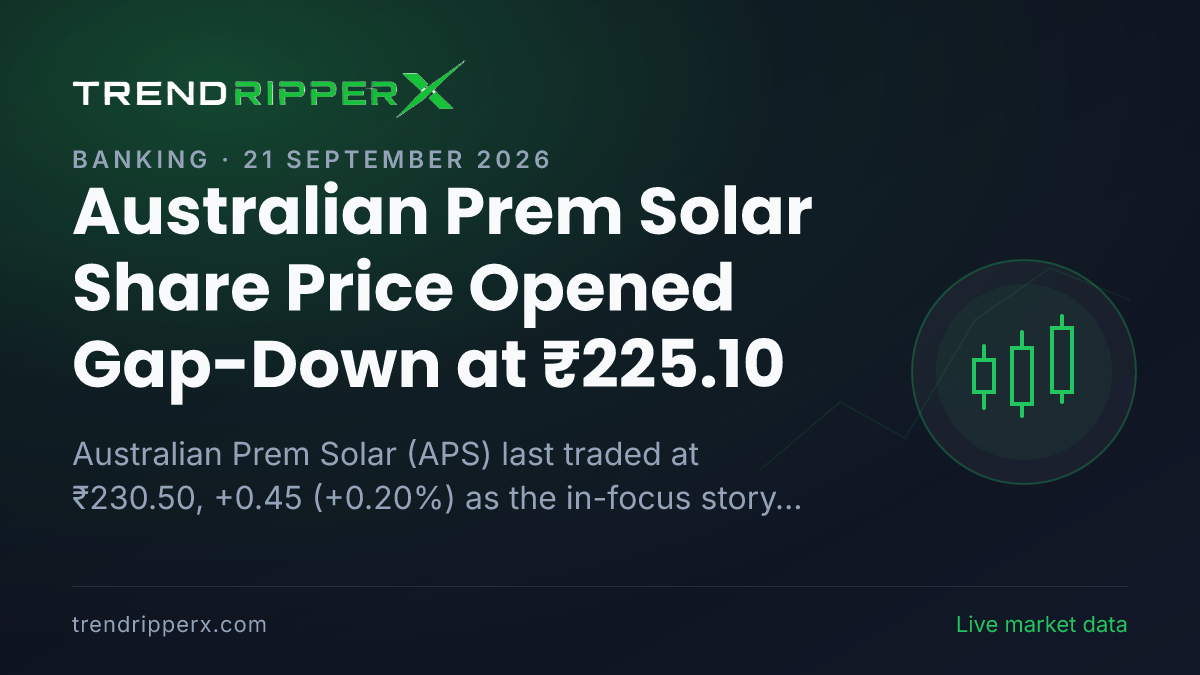 Australian Prem Solar Share Price Opened Gap-Down at ₹225.10: What Is Driving APS In Friday's Session, and the Levels That Matter