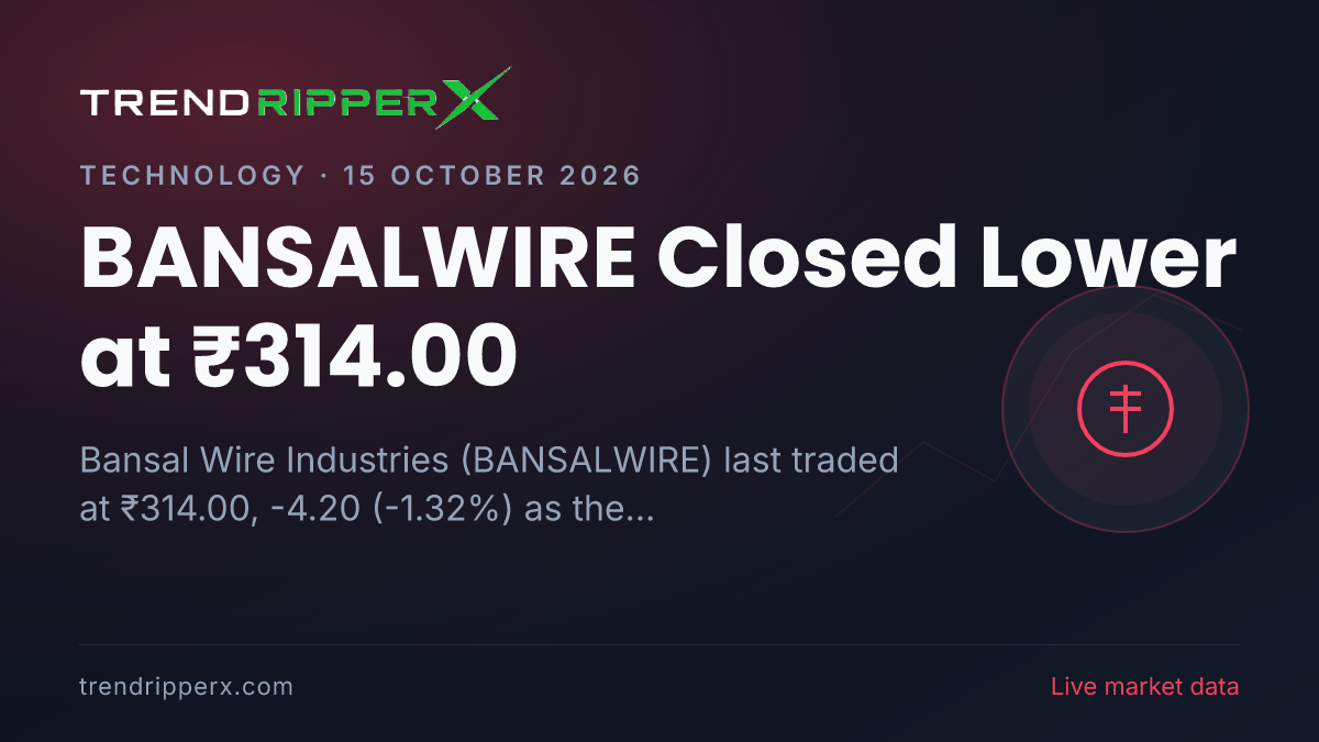 BANSALWIRE Closed Lower at ₹314.00: Inside the Corporate Action Story Moving Bansal Wire Industries Shares