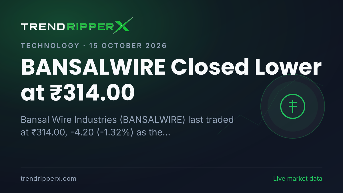 BANSALWIRE Closed Lower at ₹314.00: Inside the Corporate Action Story Moving Bansal Wire Industries Shares