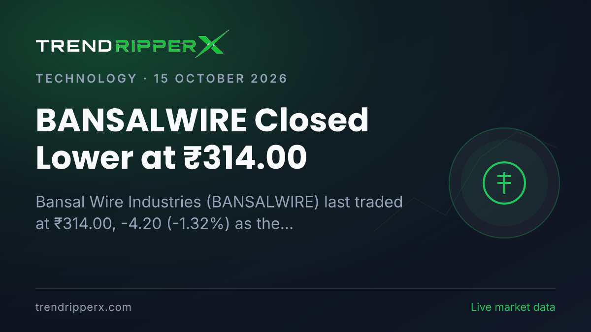 BANSALWIRE Closed Lower at ₹314.00: Inside the Corporate Action Story Moving Bansal Wire Industries Shares