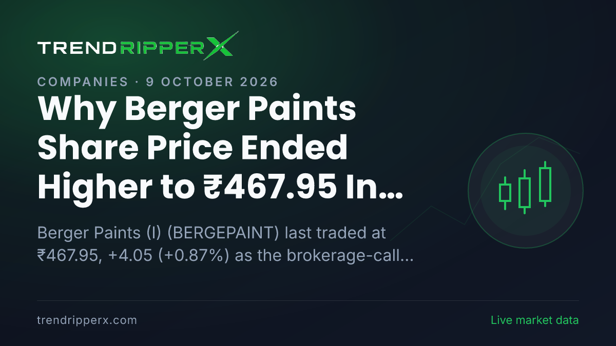 Why Berger Paints (I) Share Price Ended Higher to ₹467.95 In Thursday's Session: the Brokerage Call Trigger, Explained