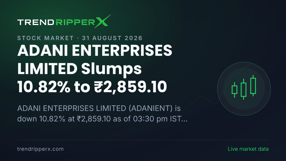 Breaking: ADANI ENTERPRISES LIMITED Slumps 10.82% to ₹2,859.10 on 31 August 2026