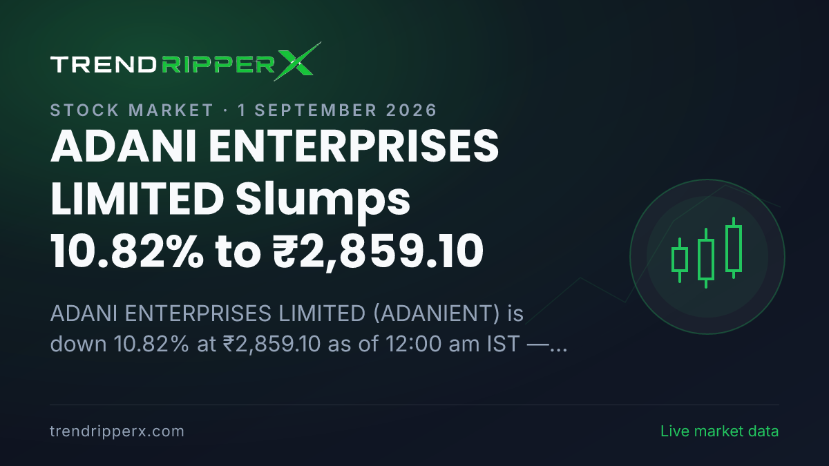 Breaking: ADANI ENTERPRISES LIMITED Slumps 10.82% to ₹2,859.10 on 1 September 2026