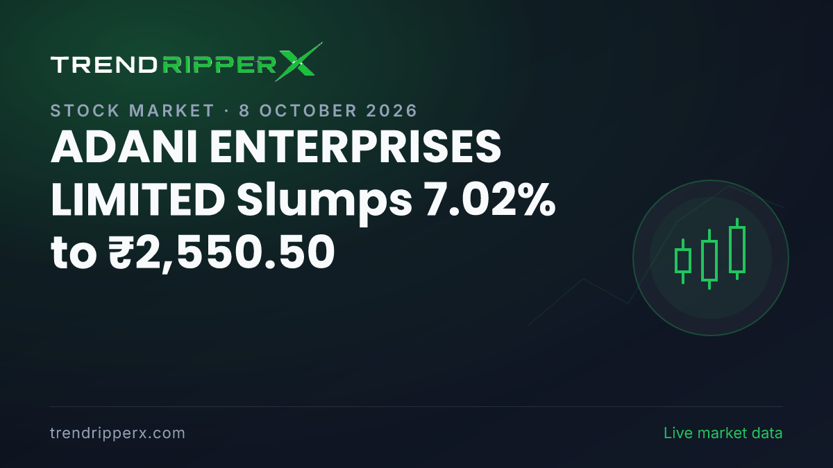 Breaking: ADANI ENTERPRISES LIMITED Slumps 7.02% to ₹2,550.50 on 8 October 2026