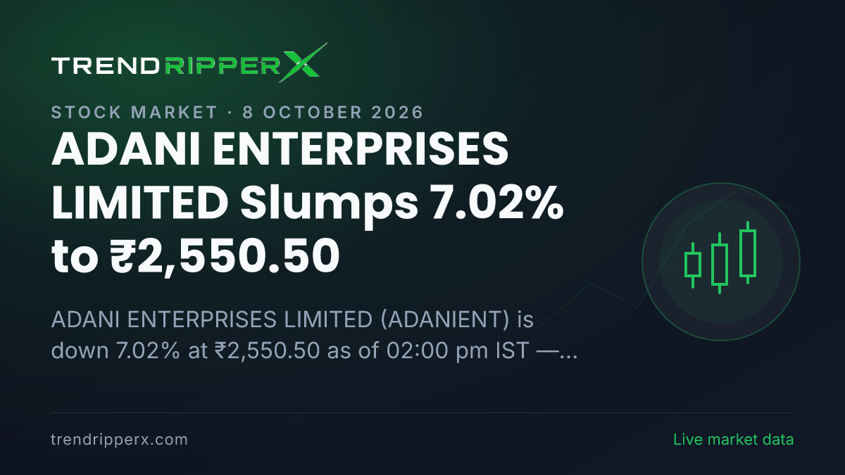 Breaking: ADANI ENTERPRISES LIMITED Slumps 7.02% to ₹2,550.50 on 8 October 2026