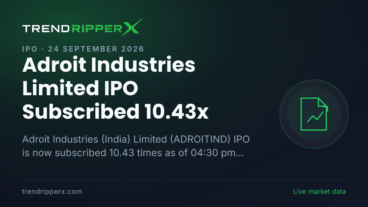 Breaking: Adroit Industries (India) Limited IPO Subscribed 10.43x — Crosses 10x on 24 September 2026