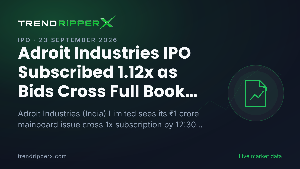 Adroit Industries IPO Subscribed 1.12x as Bids Cross Full Book Value