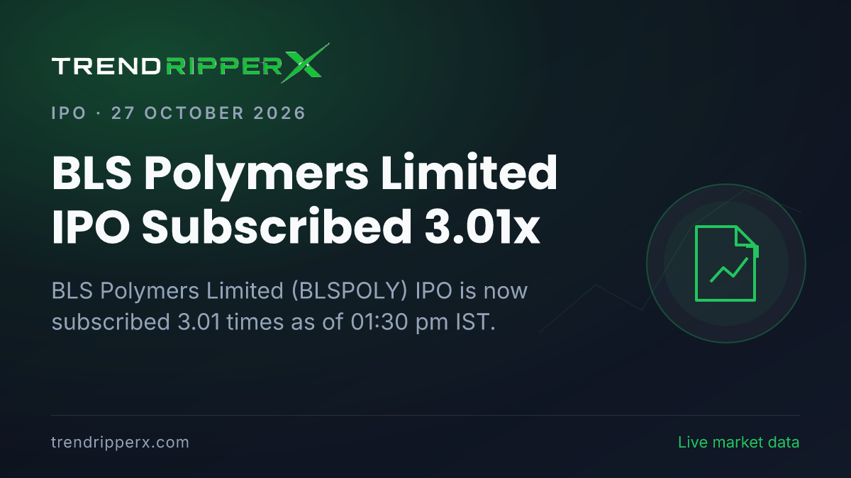 Breaking: BLS Polymers Limited IPO Subscribed 3.01x — Crosses 1x on 27 October 2026