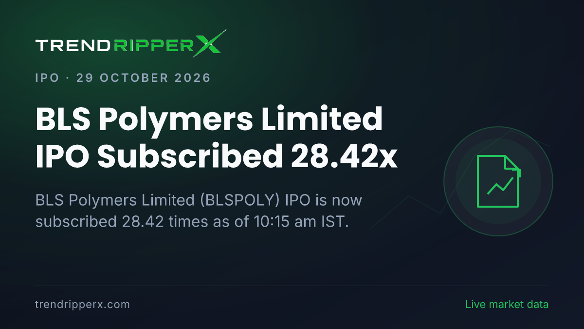 Breaking: BLS Polymers Limited IPO Subscribed 28.42x — Crosses 25x on 29 October 2026