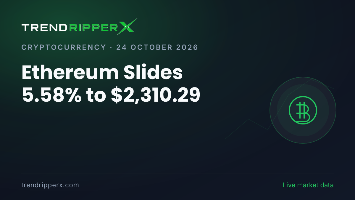 Breaking: Ethereum Slides 5.58% to $2,310.29 (24 October 2026)