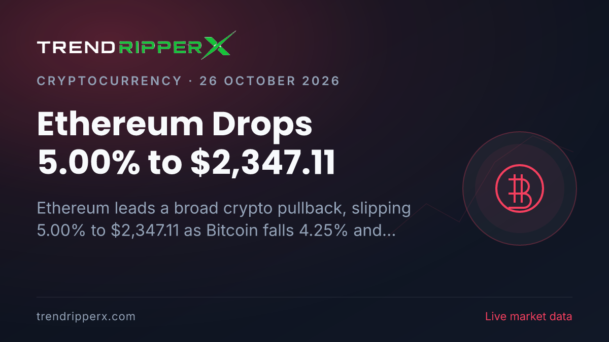 Ethereum Drops 5.00% to $2,347.11: Key Levels and Crypto Board Scan