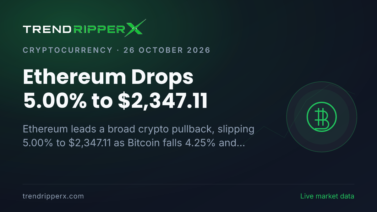 Ethereum Drops 5.00% to $2,347.11: Key Levels and Crypto Board Scan