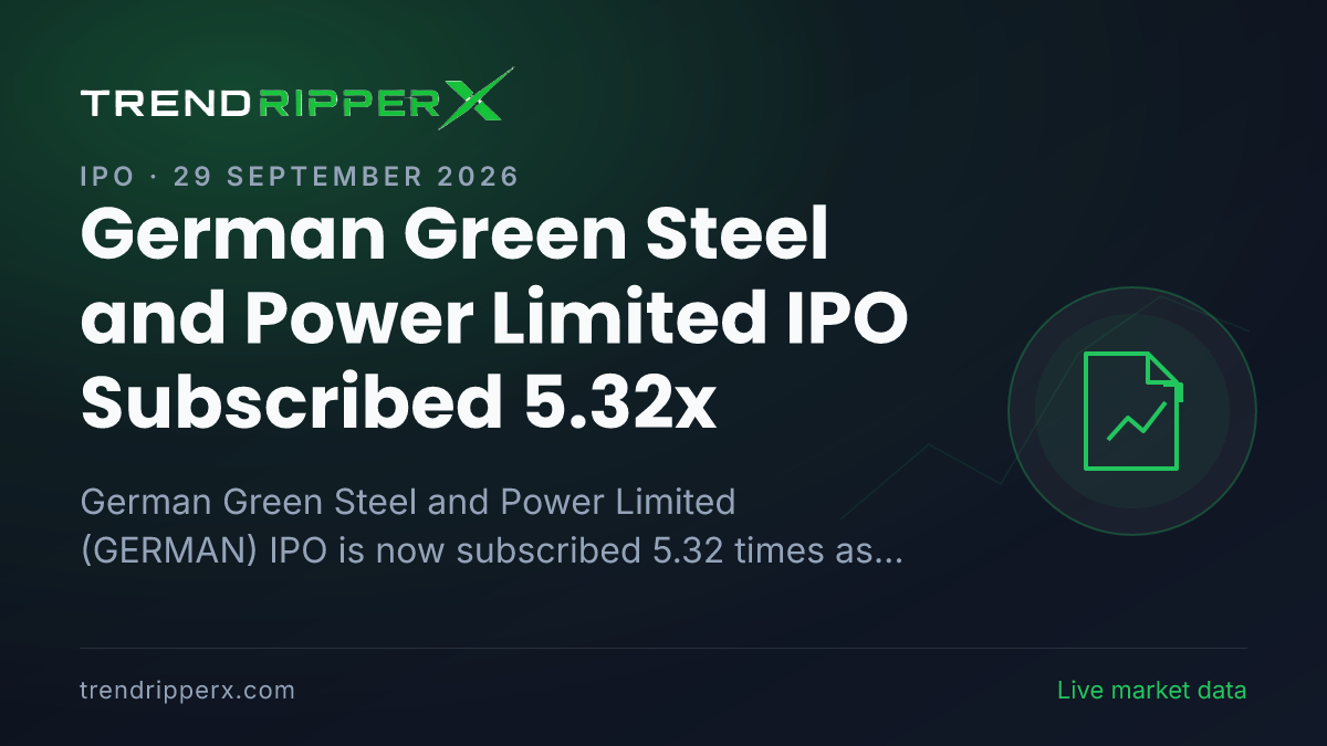 Breaking: German Green Steel and Power Limited IPO Subscribed 5.32x — Crosses 5x on 29 September 2026