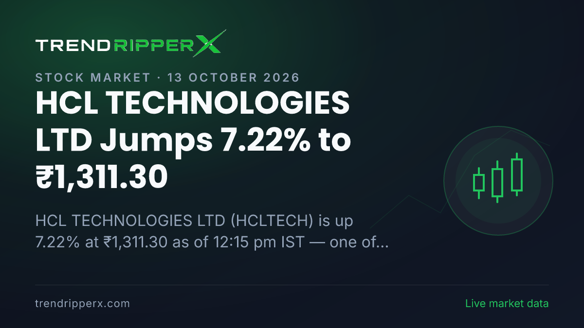 Breaking: HCL TECHNOLOGIES LTD Jumps 7.22% to ₹1,311.30 on 13 October 2026