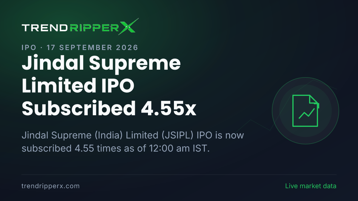 Breaking: Jindal Supreme (India) Limited IPO Subscribed 4.55x — Crosses 1x on 17 September 2026