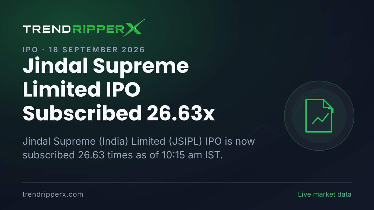Breaking: Jindal Supreme (India) Limited IPO Subscribed 26.63x — Crosses 25x on 18 September 2026