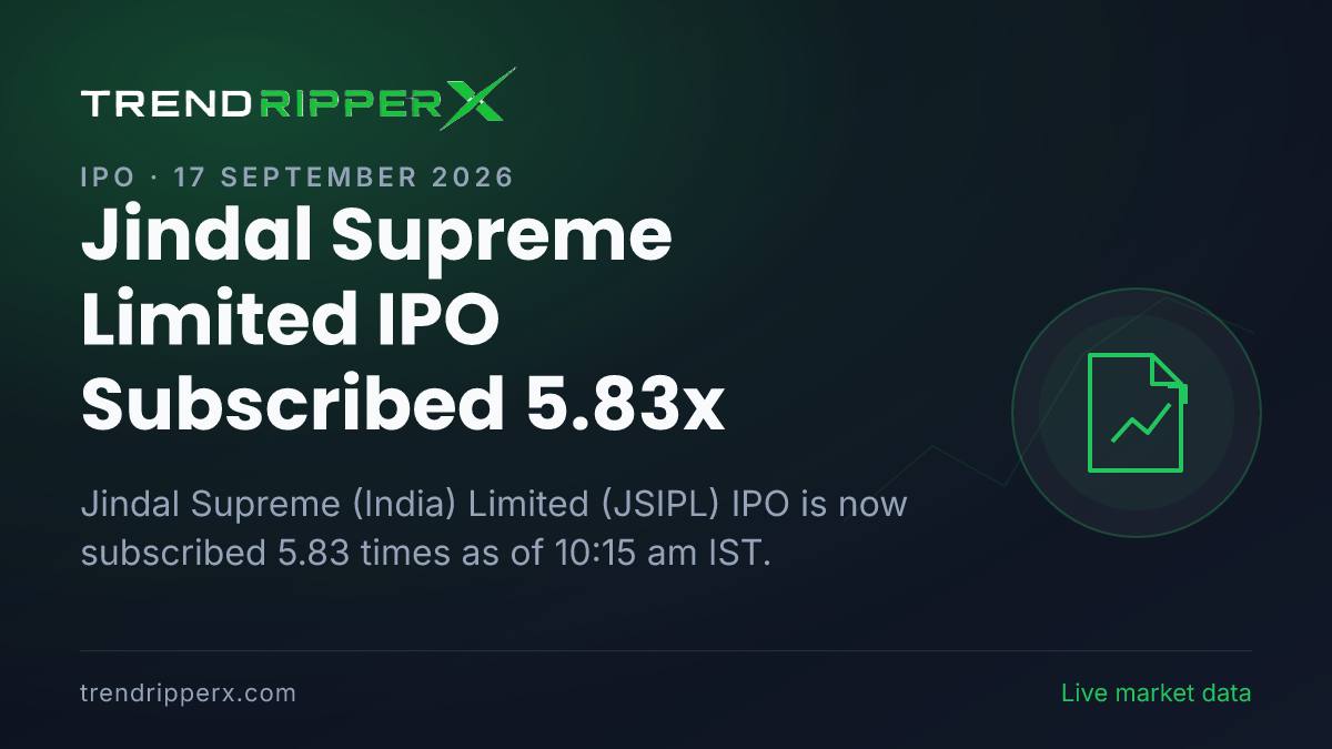 Breaking: Jindal Supreme (India) Limited IPO Subscribed 5.83x — Crosses 5x on 17 September 2026