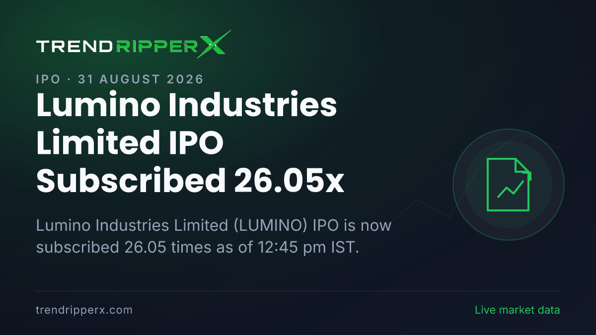 Breaking: Lumino Industries Limited IPO Subscribed 26.05x — Crosses 25x on 31 August 2026