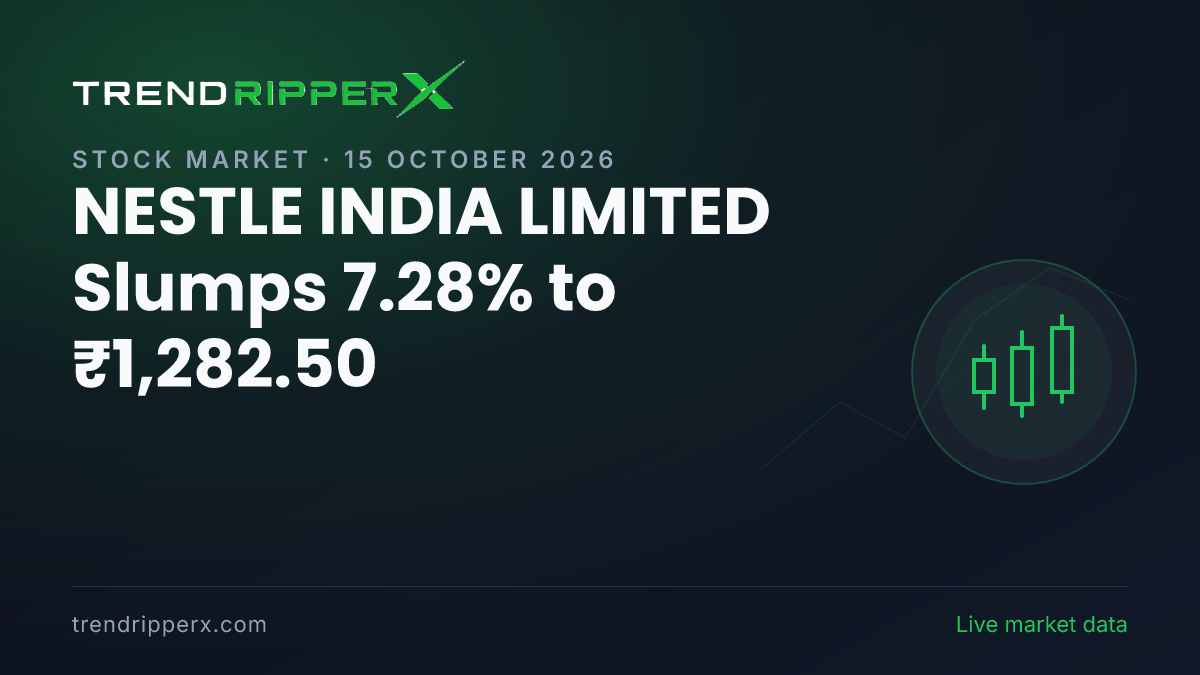 Breaking: NESTLE INDIA LIMITED Slumps 7.28% to ₹1,282.50 on 15 October 2026