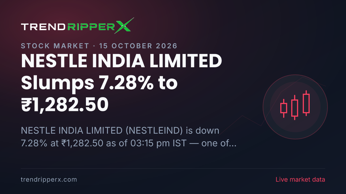 Breaking: NESTLE INDIA LIMITED Slumps 7.28% to ₹1,282.50 on 15 October 2026
