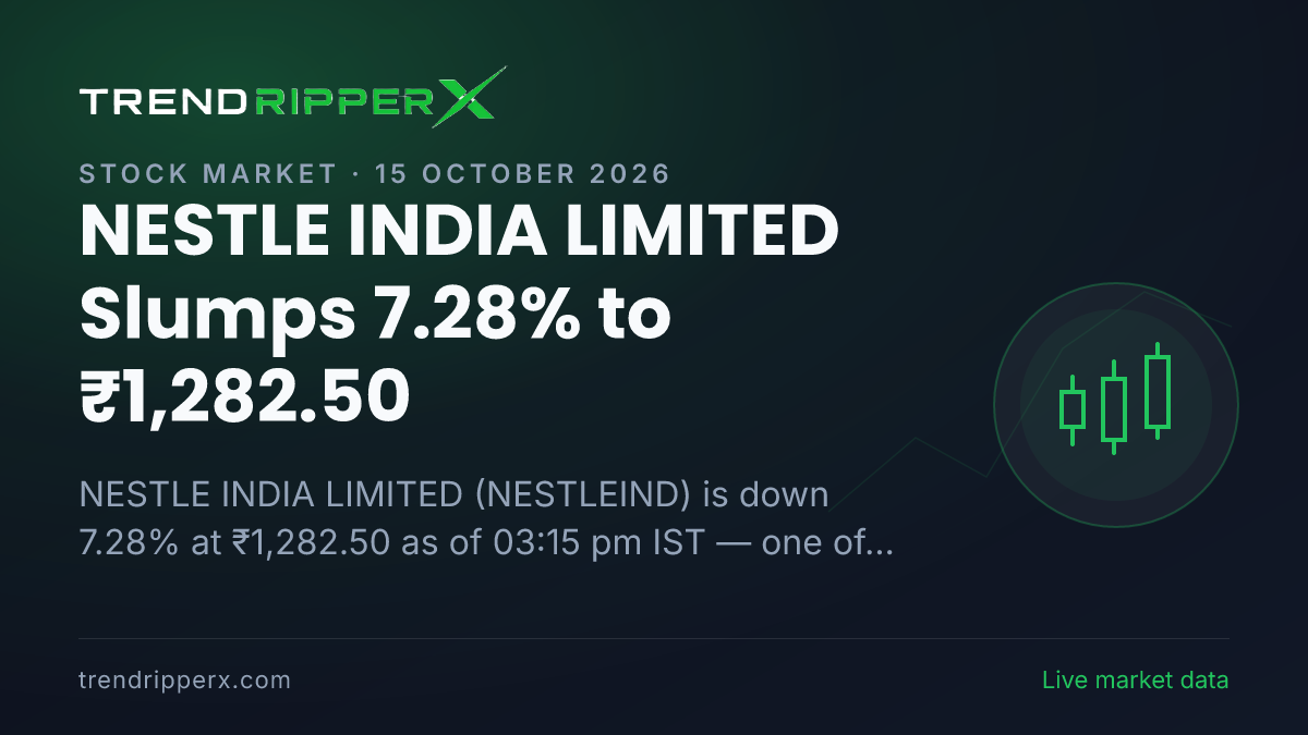 Breaking: NESTLE INDIA LIMITED Slumps 7.28% to ₹1,282.50 on 15 October 2026