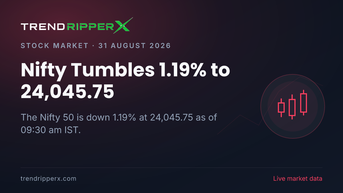 Breaking: Nifty Tumbles 1.19% to 24,045.75 on 31 August 2026
