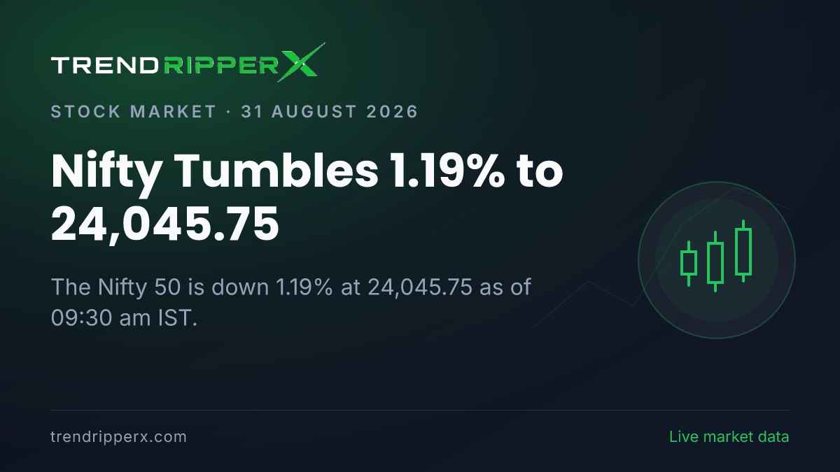 Breaking: Nifty Tumbles 1.19% to 24,045.75 on 31 August 2026