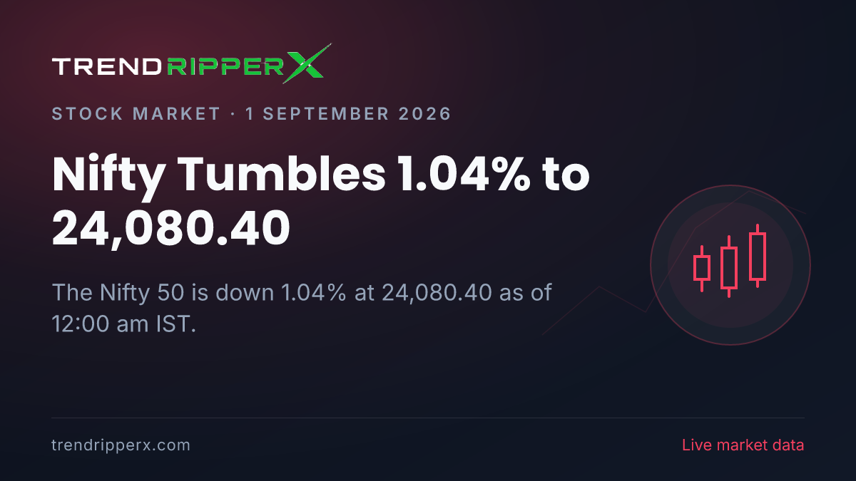 Breaking: Nifty Tumbles 1.04% to 24,080.40 on 1 September 2026