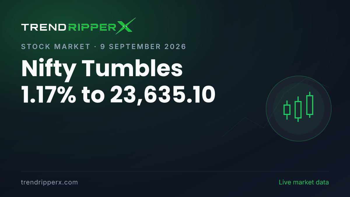 Breaking: Nifty Tumbles 1.17% to 23,635.10 on 9 September 2026