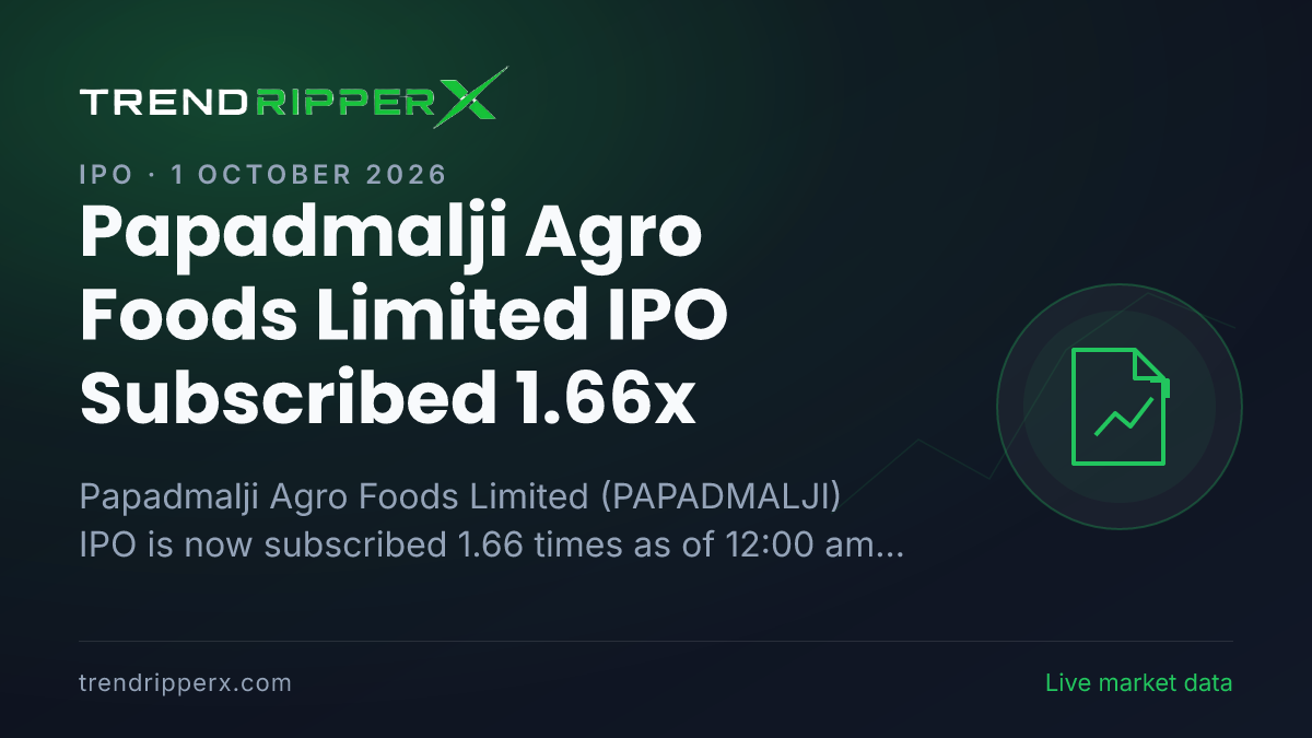 Breaking: Papadmalji Agro Foods Limited IPO Subscribed 1.66x — Crosses 1x on 1 October 2026