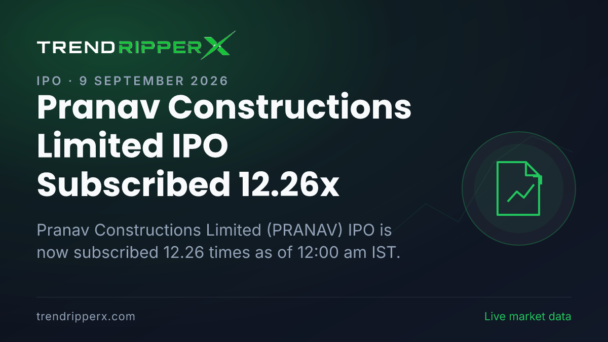 Breaking: Pranav Constructions Limited IPO Subscribed 12.26x — Crosses 10x on 9 September 2026
