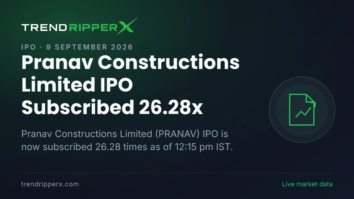 Breaking: Pranav Constructions Limited IPO Subscribed 26.28x — Crosses 25x on 9 September 2026