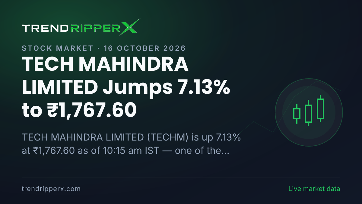 Breaking: TECH MAHINDRA LIMITED Jumps 7.13% to ₹1,767.60 on 16 October 2026