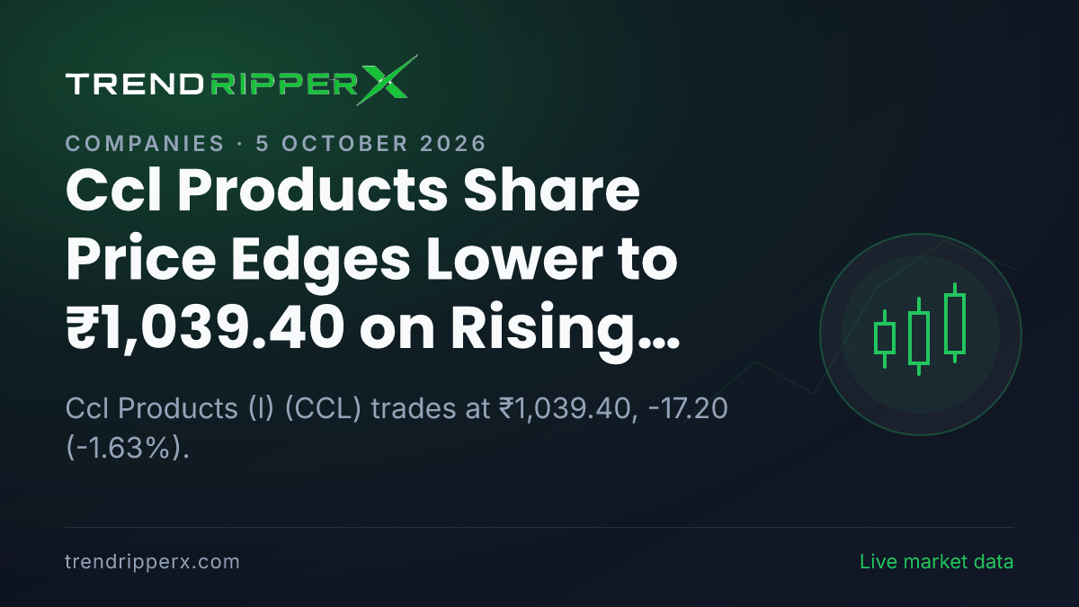 CCL in Focus: Ccl Products (I) Share Price Edges Lower to ₹1,039.40 on Rising Newsflow